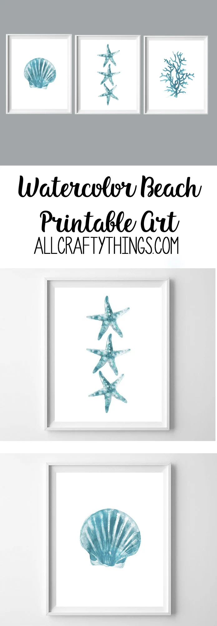 Beach Printables {Free, Watercolor Coastal Inspired Wall Art} - all crafty  things