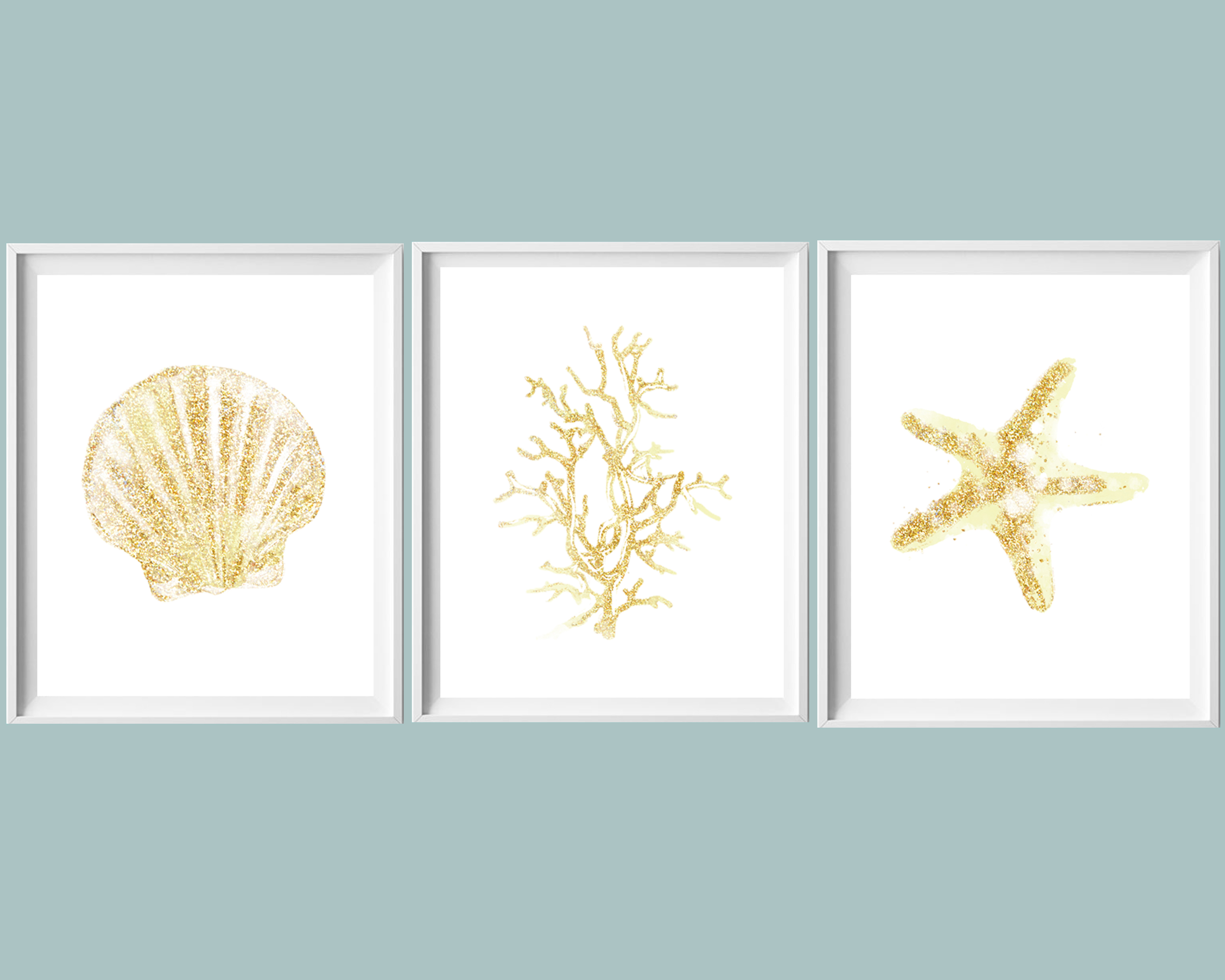 gold watercolor beach art free printables - all crafty things