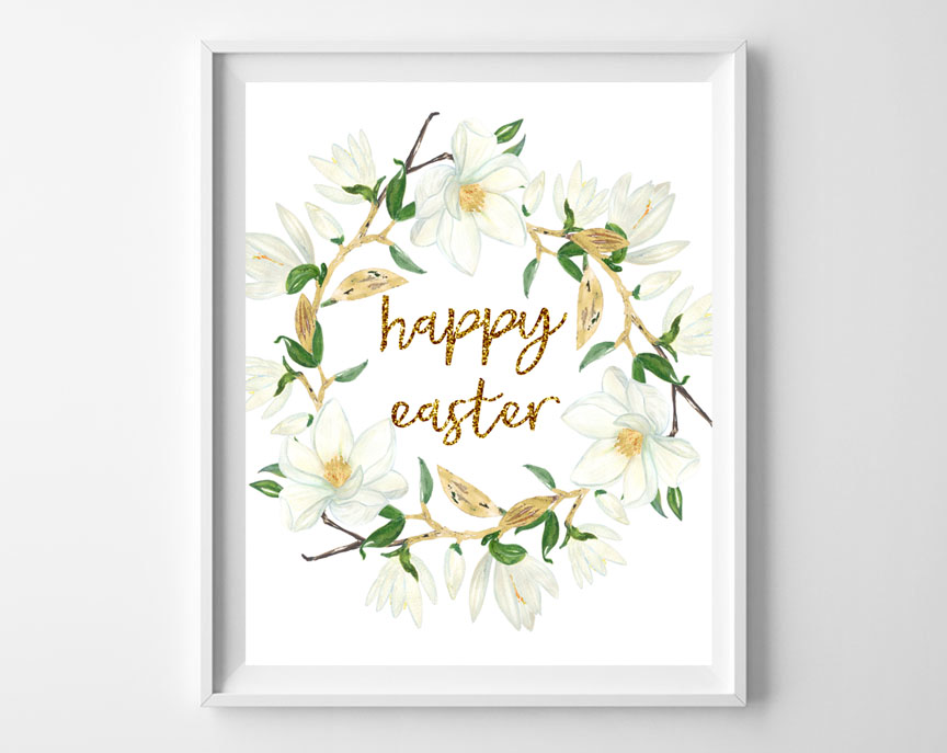 happy easter magnolia wreath printable - all crafty things