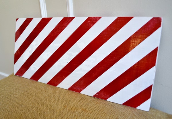 red white striped wood board