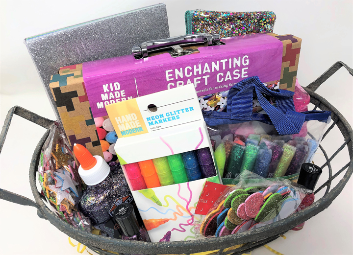 glitter themed gift basket