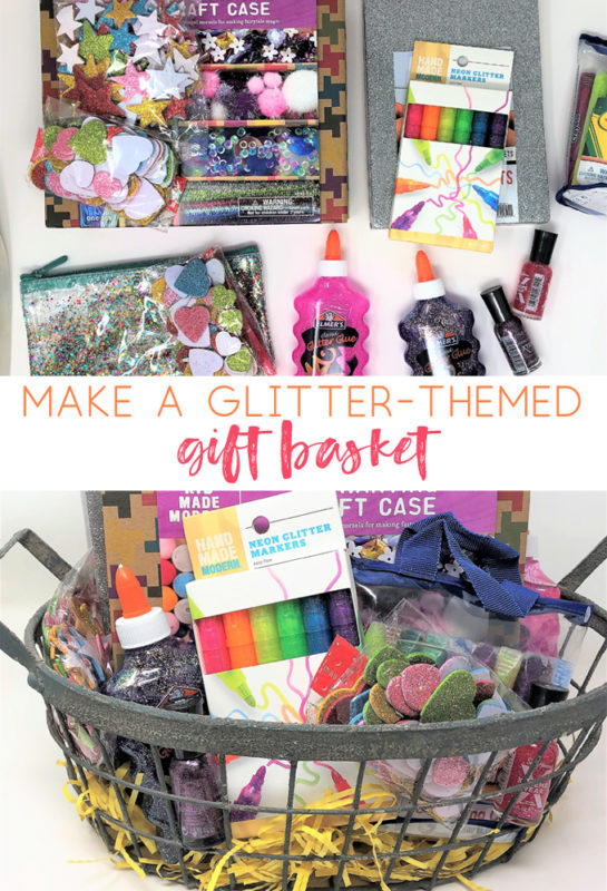 make a glitter gift basket