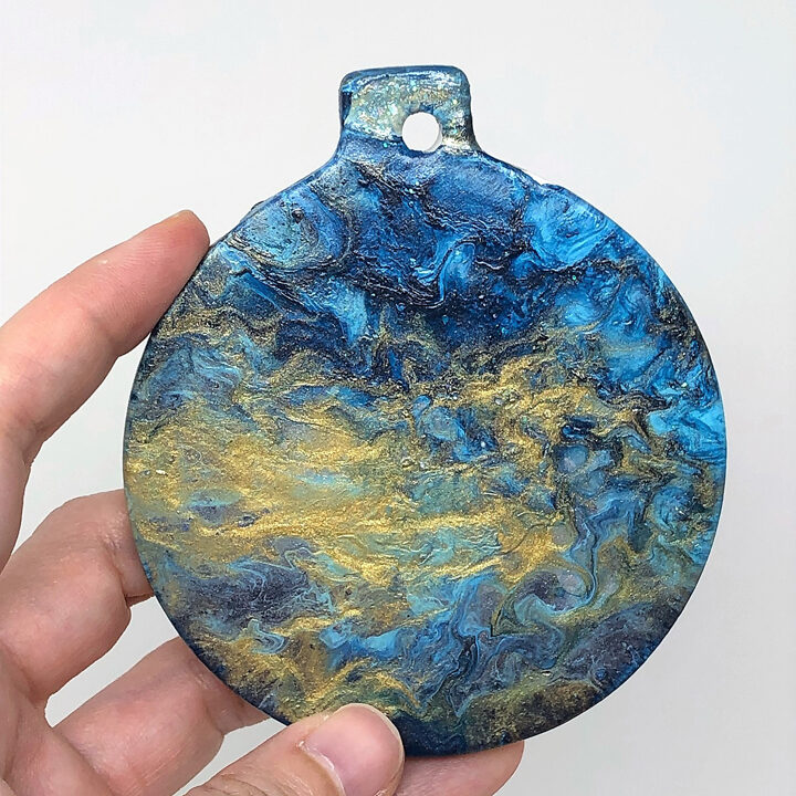 blue and gold painted ornament
