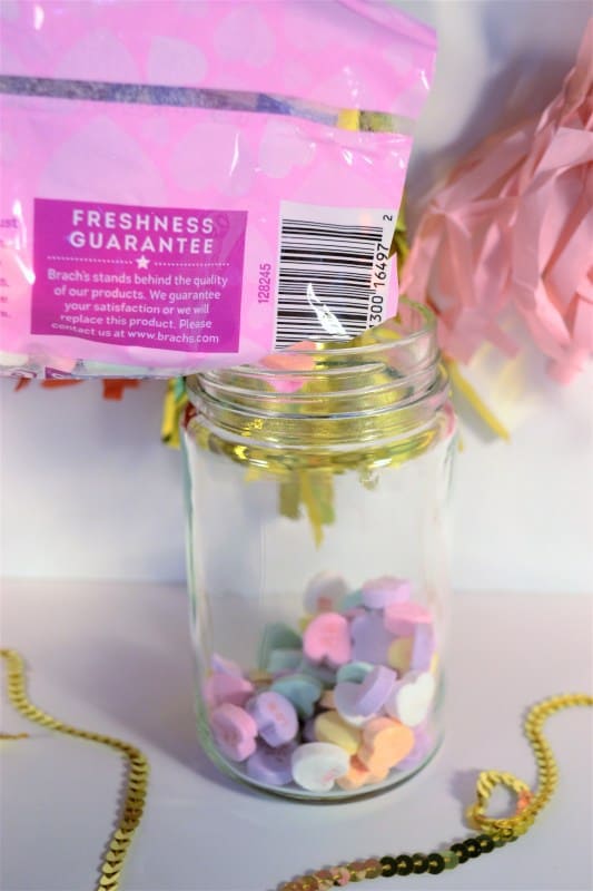 candy hearts in jar