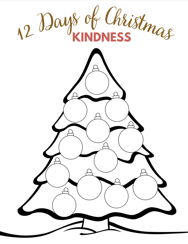 kindness calendar for kids